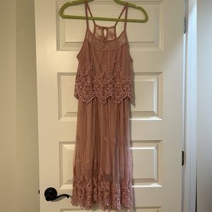 Altard State dusty pink embroidered dress size XS